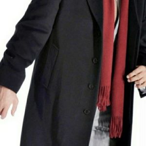 ⚜️ Black Cashmere Dress Coat  EUC Italian Tailoring UniSex  Sz 46 R